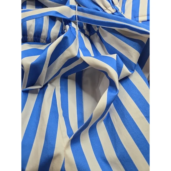 J Peterman Size 6 Blue White Striped Belted Shirt Dress Midi Pockets Classic - Picture 11 of 12